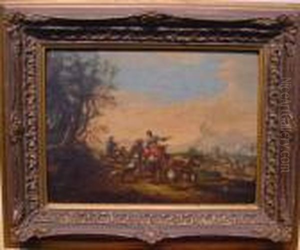 Drovers In A Landscape Oil Painting by Nicolaes Berchem