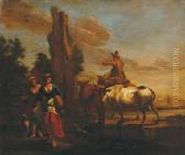 Paesaggio
Con Ruderi E Contadini Oil Painting by Nicolaes Berchem