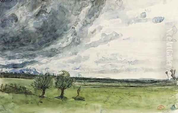 A view of the countryside near Chaville Oil Painting by Paul Huet