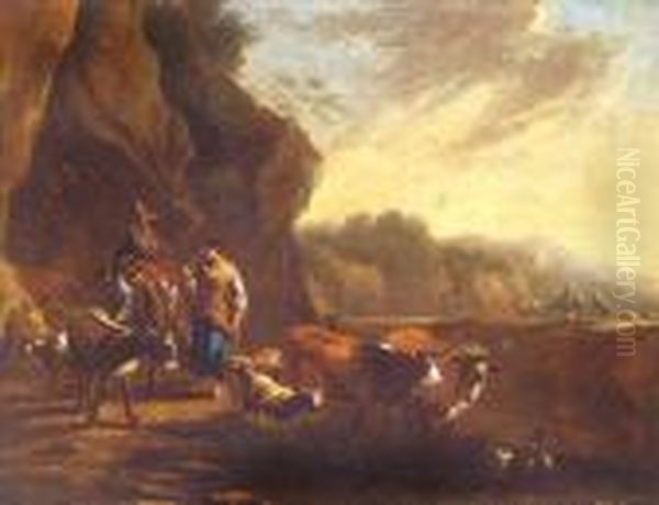 Paesaggio Con Pastori Ed Armenti Oil Painting by Nicolaes Berchem