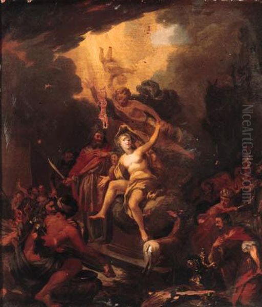 The Sacrifice Of Iphigenia Oil Painting by Nicolaes Berchem