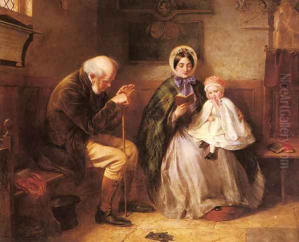 In Church Oil Painting by Edward Hughes