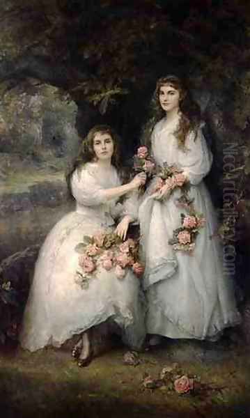 Portrait of the Daughters of the Duke of Manchester Oil Painting by Edward Hughes