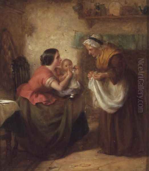 The First Tooth Oil Painting by Edward Hughes