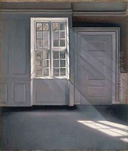 Sunbeams or Sunshine. Dust Motes Dancing in the Sunbeams Oil Painting by Vilhelm Hammershoi