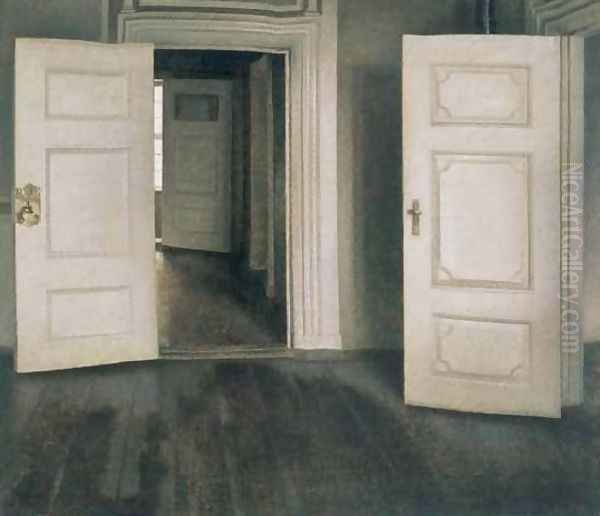 White Doors Oil Painting by Vilhelm Hammershoi