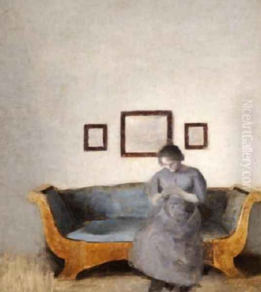 Sitting on a Sofa Oil Painting by Vilhelm Hammershoi