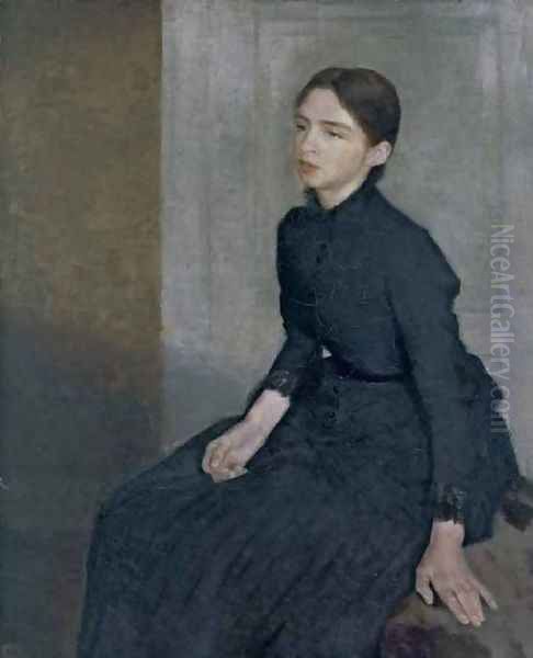 Portrait of a Young Woman Oil Painting by Vilhelm Hammershoi