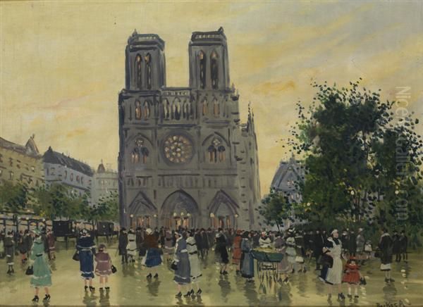 Notre Dame De Paris Oil Painting by Antal Berkes