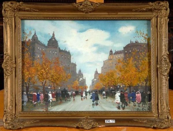 Boulevard Anime Oil Painting by Antal Berkes