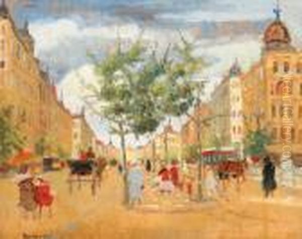 Andrassy Ut Oil Painting by Antal Berkes