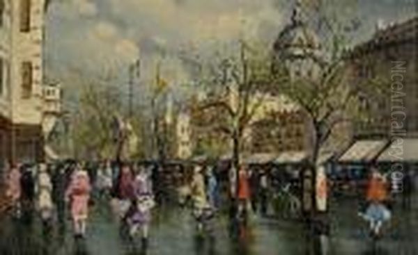 Park Street Scene Oil Painting by Antal Berkes