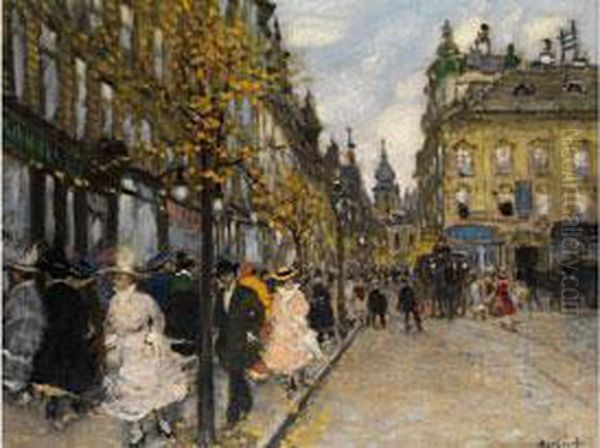 Blick In Den Boulevard Einer Grossstadt Oil Painting by Antal Berkes