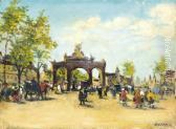 A Brandenburgi Kapu Berlinben Oil Painting by Antal Berkes