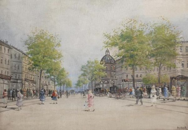 Paris Oil Painting by Antal Berkes