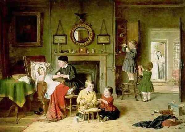 Playing a Doctor Oil Painting by Frederick Daniel Hardy