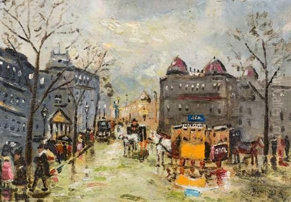 Rue A Budapest. Oil Painting by Antal Berkes