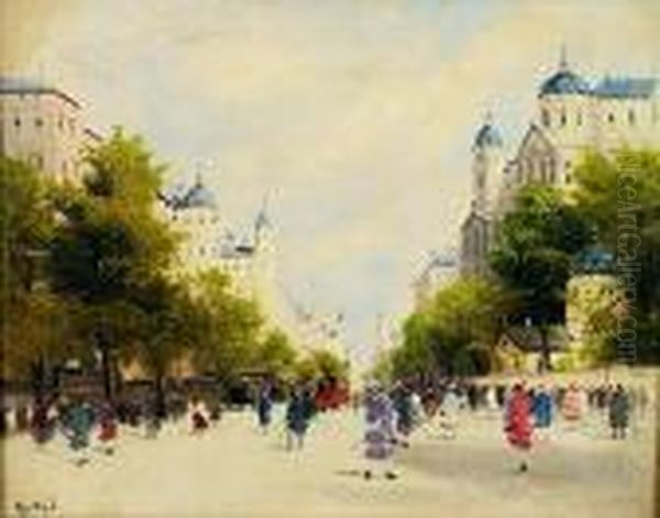 Calle De Paris Oil Painting by Antal Berkes