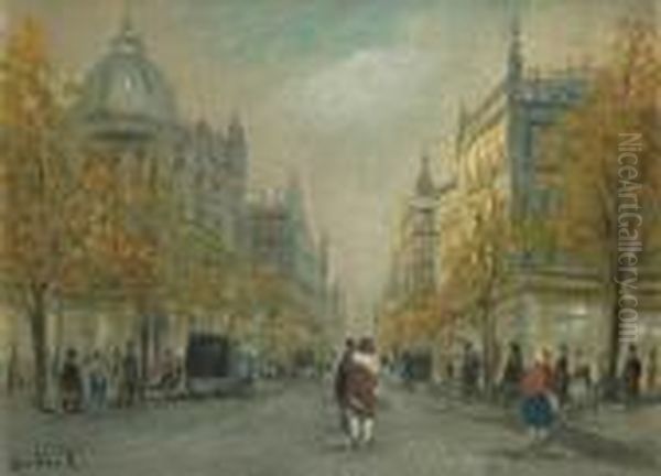 Strassenszene Im Herbst Oil Painting by Antal Berkes