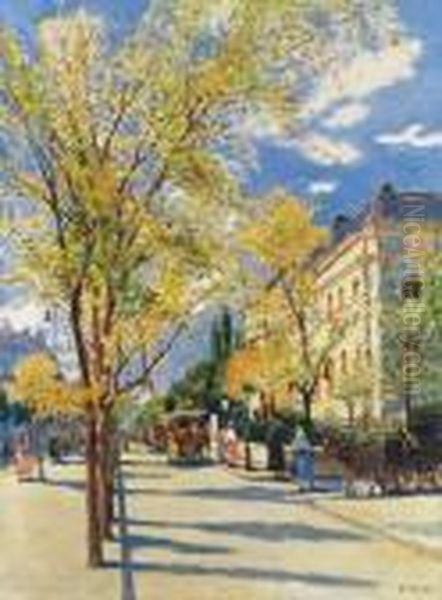 Andrassy Avenue Oil Painting by Antal Berkes