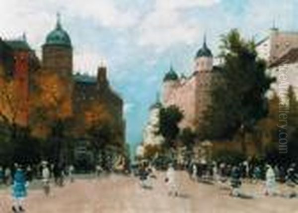 Nagyvarosi Utca Oil Painting by Antal Berkes