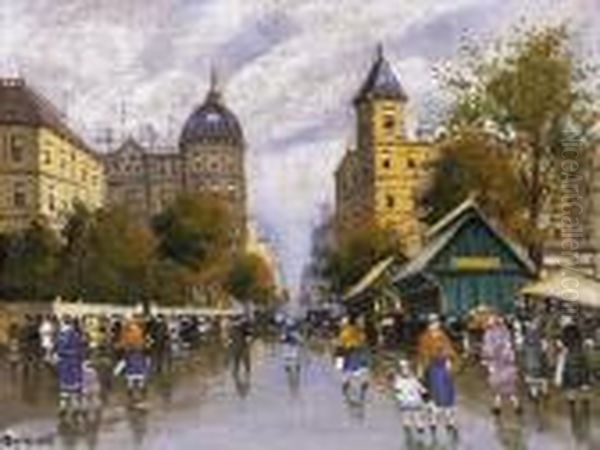 Lovolde Square Oil Painting by Antal Berkes