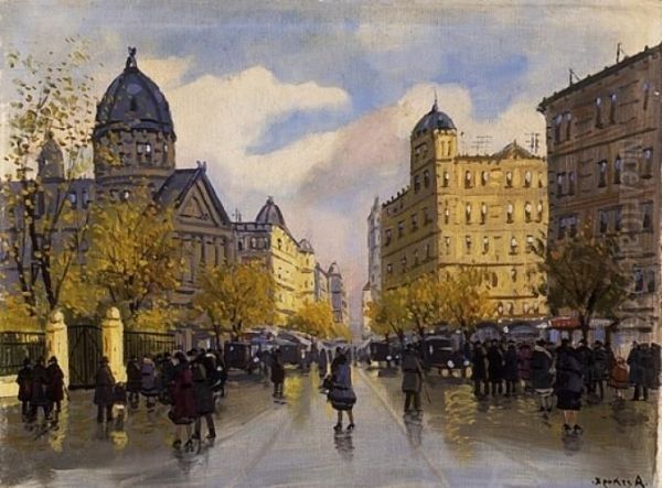 Townscape Oil Painting by Antal Berkes