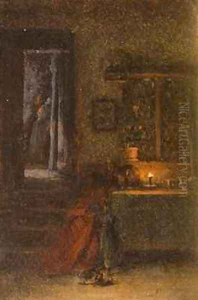 Study of an Interior Oil Painting by Frederick Daniel Hardy