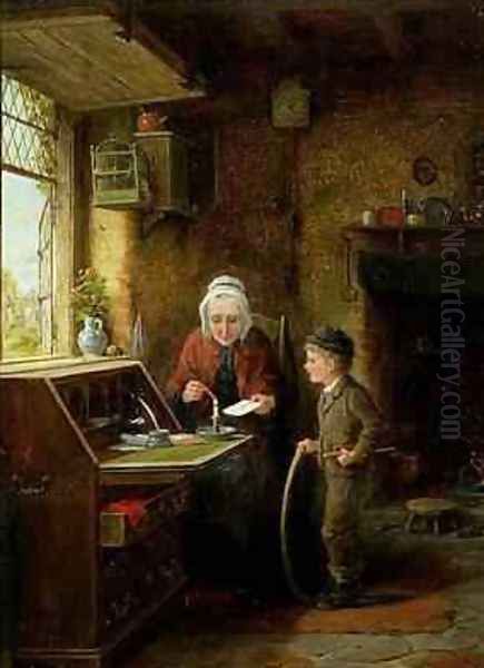 Sealing a Letter Oil Painting by Frederick Daniel Hardy