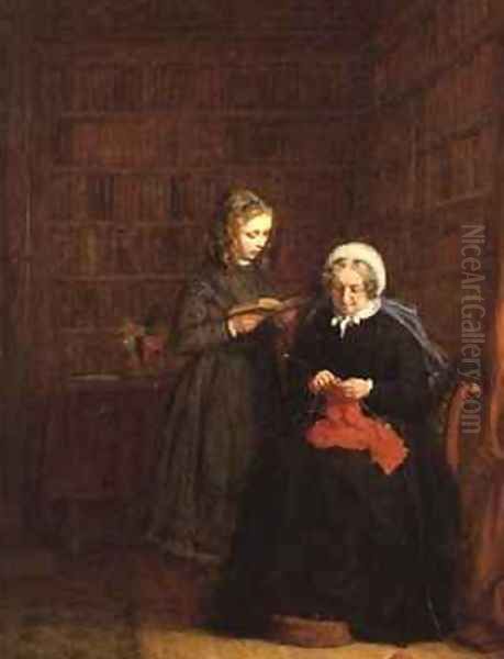 Portrait of Mrs Hearne and her Grand niece Fanny Sowman Oil Painting by Frederick Daniel Hardy