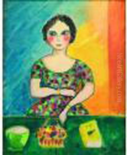 Lili Assise A La Table. Oil Painting by Madeleine Berly De Vlaminck