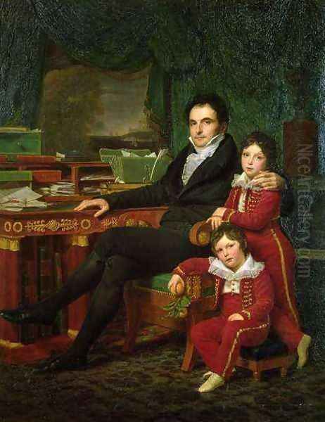 Casimir Perier 1777-1832 and his two sons Oil Painting by Louis Hersent