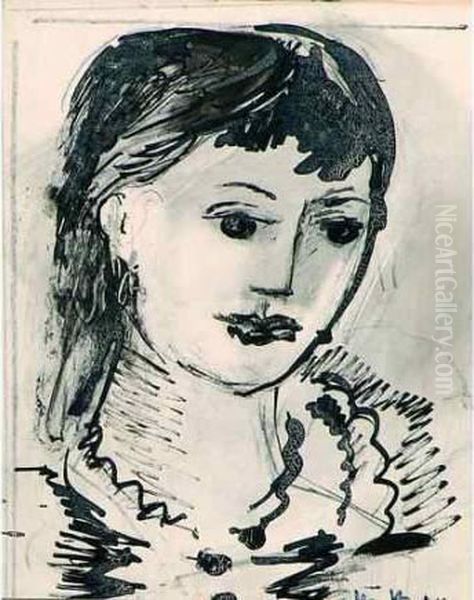 Portrait De Femme. Oil Painting by Madeleine Berly De Vlaminck