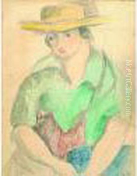 Portrait De Femme Au Chapeau. Oil Painting by Madeleine Berly De Vlaminck