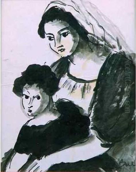 Femme Et Enfant. Oil Painting by Madeleine Berly De Vlaminck