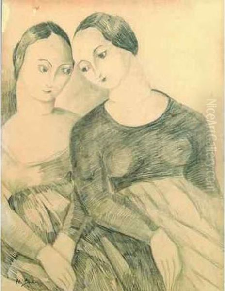 Les Deux Soeurs. Oil Painting by Madeleine Berly De Vlaminck