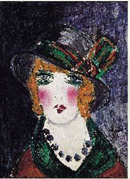 Femme Au Chapeau, Circa 1914 Oil Painting by Madeleine Berly De Vlaminck