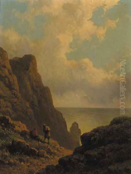 Kust van Noorwegen Oil Painting by Johannes Hilverdink