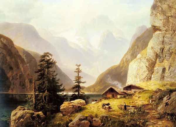 An Alpine Valley Oil Painting by Horst Hacker