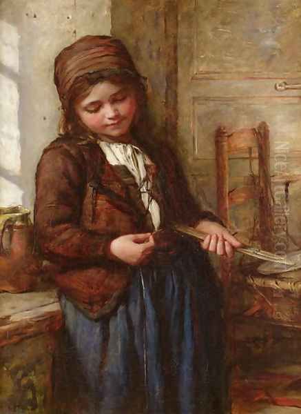 A Boulogne Fish Girl Oil Painting by Frank Holl