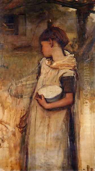 Girl with Flowers Oil Painting by Frank Holl