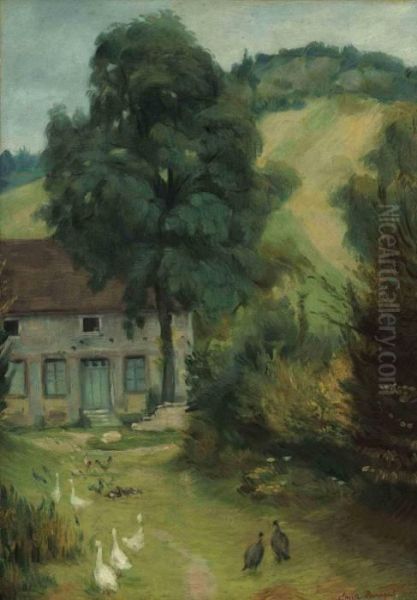 Maison A Molosmes Avec Gallinaces Oil Painting by Emile Bernard