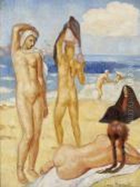 Baigneuse Au Bord Du Nil Oil Painting by Emile Bernard