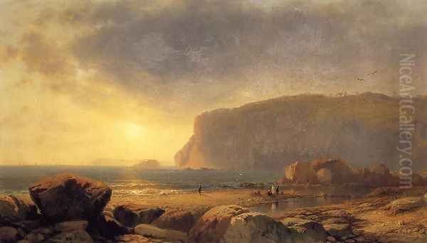 Rocky Coast at Sunset Oil Painting by William Howard Hart