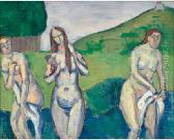 Baigneuses Oil Painting by Emile Bernard