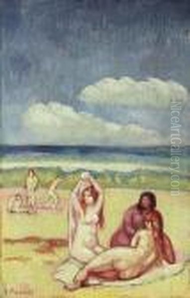 Baigneuses Sur La Plage Oil Painting by Emile Bernard