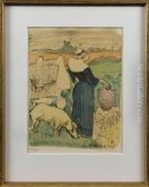 Signerad Oil Painting by Emile Bernard