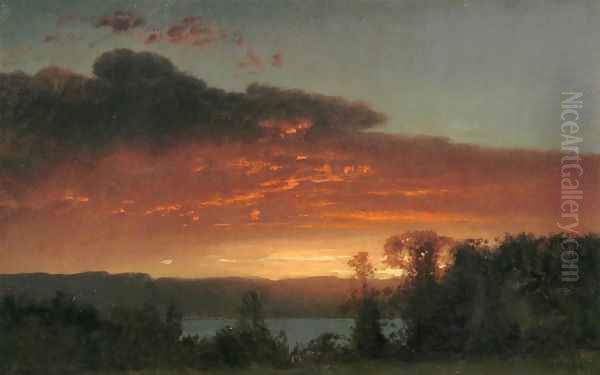 Sunset over the Lake Oil Painting by William Howard Hart