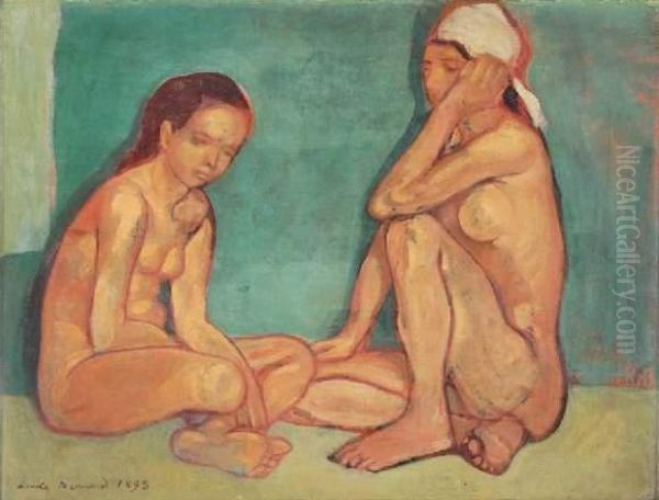 Deux Nus Oil Painting by Emile Bernard