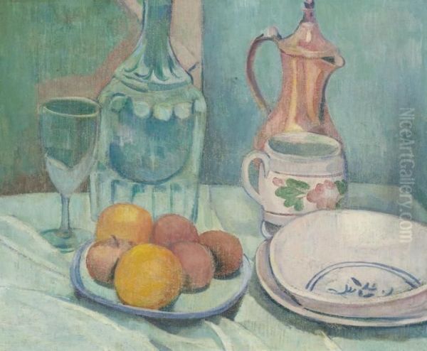 Nature Morte A La Carafe Et Aux Fruits Oil Painting by Emile Bernard